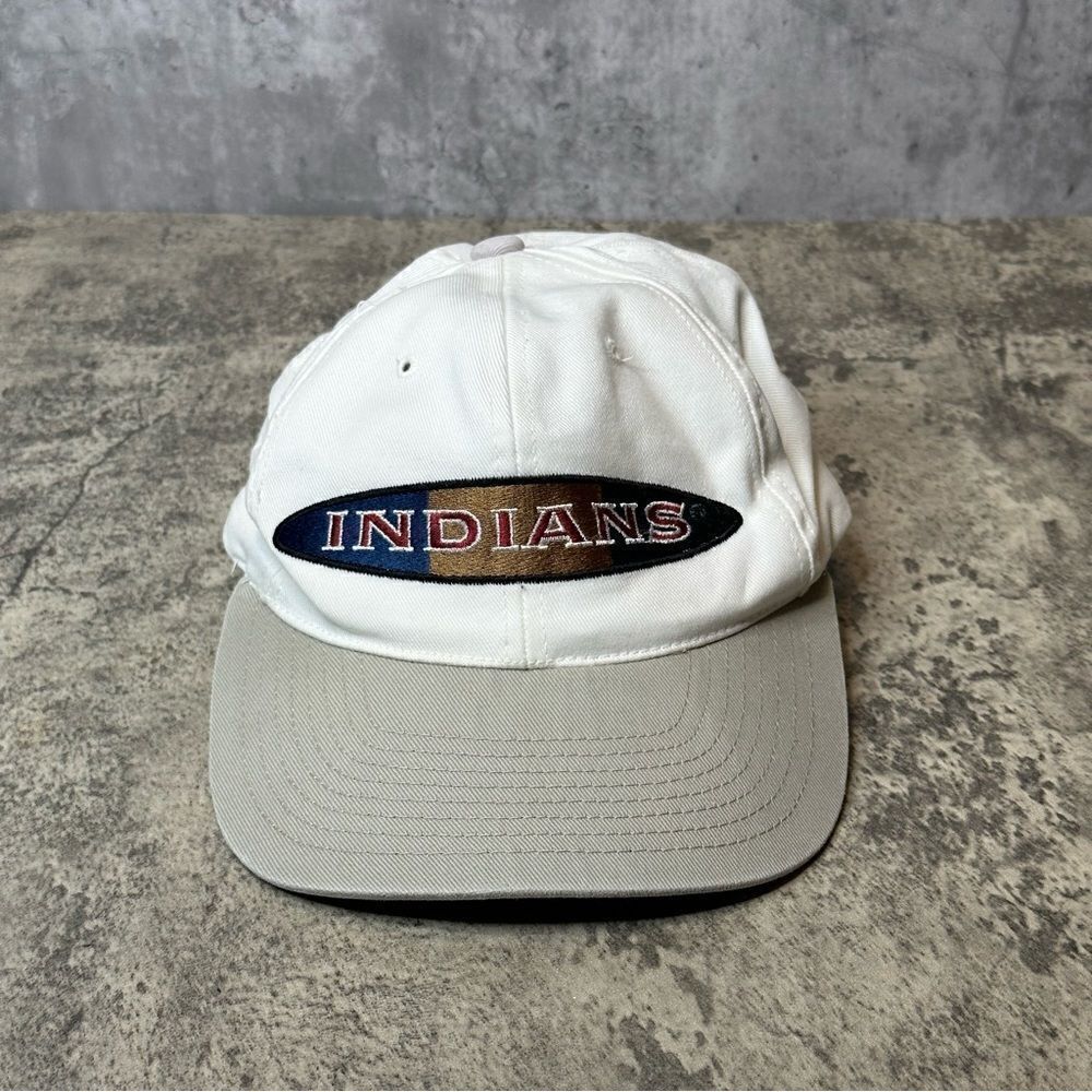 VTG American Needle Cleveland Indians MLB White‎ Adjustable Snapback Hat OS